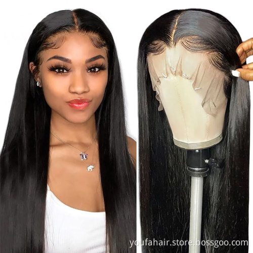 Natural Straight 100% Unprocessed Raw Brazilian Wig Vendor Brazilian Virgin Hair 4x4 13x4 Lace Closure Frontal Human Hair Wigs